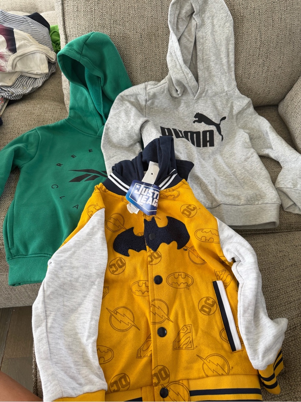 Puma Gray Hoodie with Green and Yellow Kids Sweatshirt Set